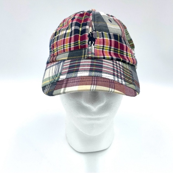 Polo Ralph Lauren Plaid Madtas Patchwork Baseball Cap Hat Pony Logo - Picture 1 of 2